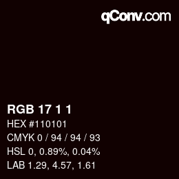 Color code: RGB 17 1 1 | qconv.com