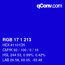 Color code: RGB 17 1 213 | qconv.com