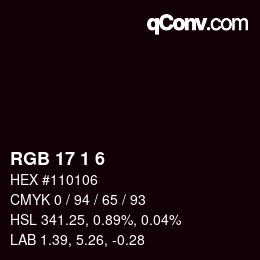Color code: RGB 17 1 6 | qconv.com