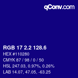 カラーコード: RGB 17 2.2 128.6 | qconv.com