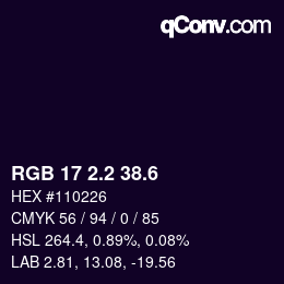 カラーコード: RGB 17 2.2 38.6 | qconv.com