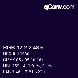 カラーコード: RGB 17 2.2 48.6 | qconv.com