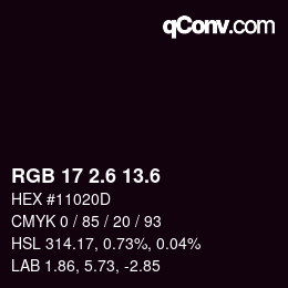 カラーコード: RGB 17 2.6 13.6 | qconv.com