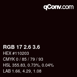 カラーコード: RGB 17 2.6 3.6 | qconv.com