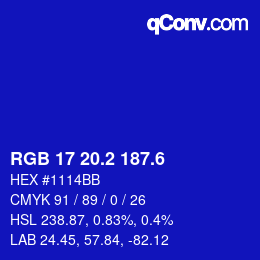 カラーコード: RGB 17 20.2 187.6 | qconv.com