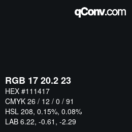 Color code: RGB 17 20.2 23 | qconv.com