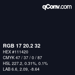 カラーコード: RGB 17 20.2 32 | qconv.com