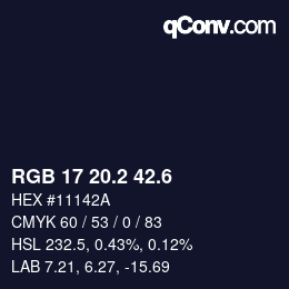 カラーコード: RGB 17 20.2 42.6 | qconv.com
