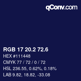 カラーコード: RGB 17 20.2 72.6 | qconv.com