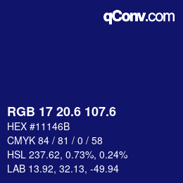 カラーコード: RGB 17 20.6 107.6 | qconv.com