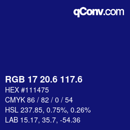 カラーコード: RGB 17 20.6 117.6 | qconv.com