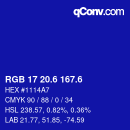 カラーコード: RGB 17 20.6 167.6 | qconv.com