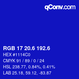 カラーコード: RGB 17 20.6 192.6 | qconv.com