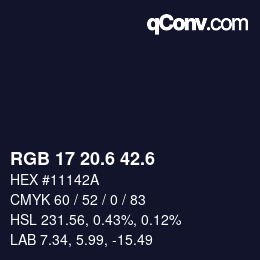 カラーコード: RGB 17 20.6 42.6 | qconv.com