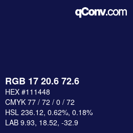 カラーコード: RGB 17 20.6 72.6 | qconv.com