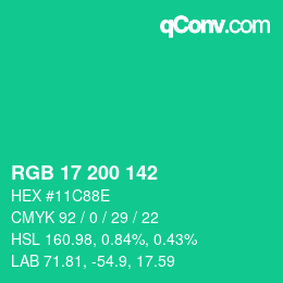 Color code: RGB 17 200 142 | qconv.com