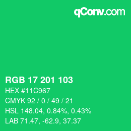 Color code: RGB 17 201 103 | qconv.com