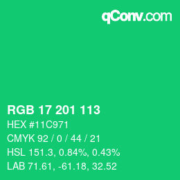 Color code: RGB 17 201 113 | qconv.com