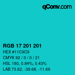 Color code: RGB 17 201 201 | qconv.com