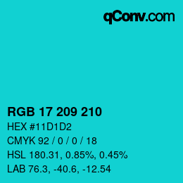 Color code: RGB 17 209 210 | qconv.com