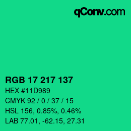 Color code: RGB 17 217 137 | qconv.com