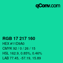 Color code: RGB 17 217 160 | qconv.com