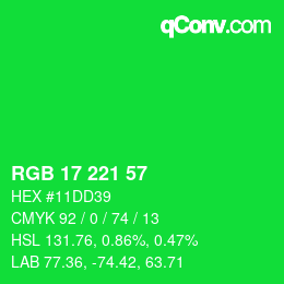 Farbcode: RGB 17 221 57 | qconv.com