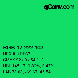 Color code: RGB 17 222 103 | qconv.com