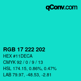 Farbcode: RGB 17 222 202 | qconv.com