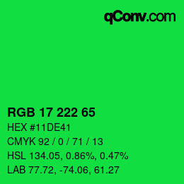 Color code: RGB 17 222 65 | qconv.com