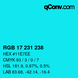 Color code: RGB 17 231 238 | qconv.com