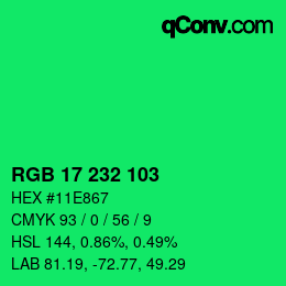 Color code: RGB 17 232 103 | qconv.com