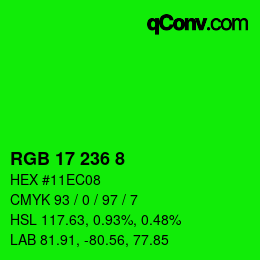 Color code: RGB 17 236 8 | qconv.com