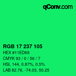 Color code: RGB 17 237 105 | qconv.com