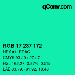 Color code: RGB 17 237 172 | qconv.com