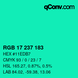Color code: RGB 17 237 183 | qconv.com