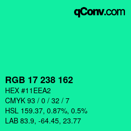 Color code: RGB 17 238 162 | qconv.com