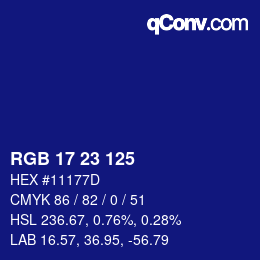 Color code: RGB 17 23 125 | qconv.com