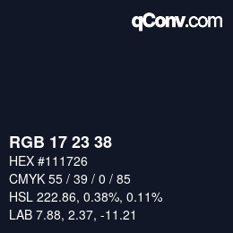 Code couleur: RGB 17 23 38 | qconv.com