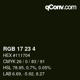 カラーコード: RGB 17 23 4 | qconv.com