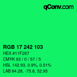 Color code: RGB 17 242 103 | qconv.com