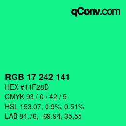 Color code: RGB 17 242 141 | qconv.com