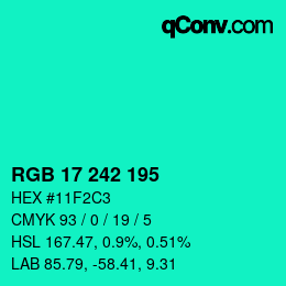 Color code: RGB 17 242 195 | qconv.com