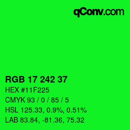Color code: RGB 17 242 37 | qconv.com