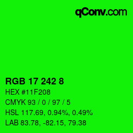 Color code: RGB 17 242 8 | qconv.com