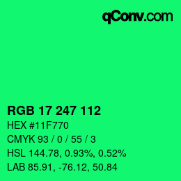 Color code: RGB 17 247 112 | qconv.com