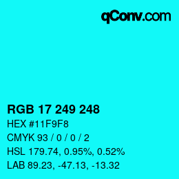Color code: RGB 17 249 248 | qconv.com