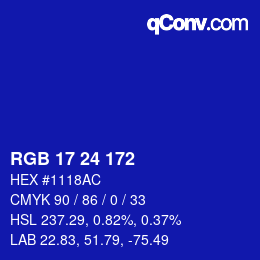 Color code: RGB 17 24 172 | qconv.com