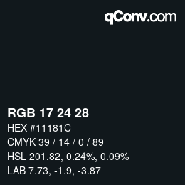 Color code: RGB 17 24 28 | qconv.com