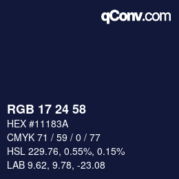 Color code: RGB 17 24 58 | qconv.com